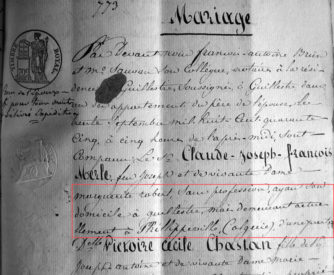 Contrat de mariage de Claude MERLE et Victoire CHASTAN (Page 1)